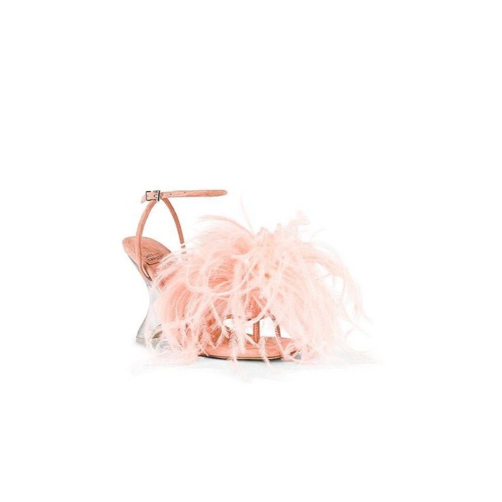 Jeffrey Campbell Flirt-Alot Feather Sandal Peach Clear Women's Size 8 - Picture 2 of 12
